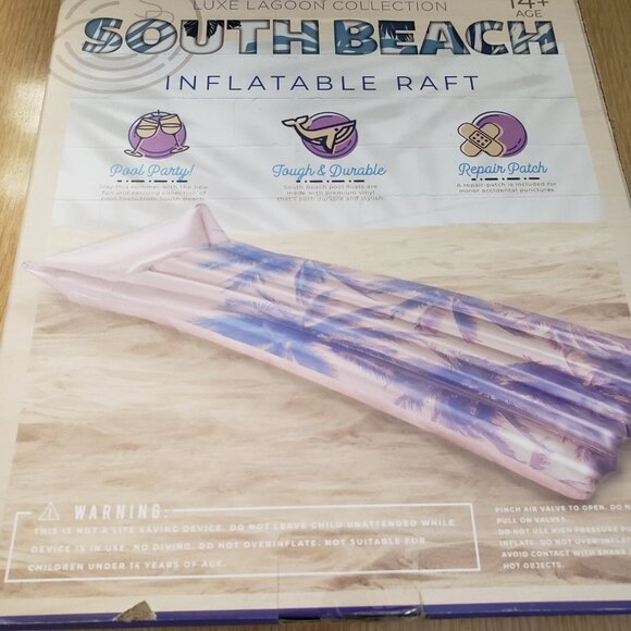BNWT SOUTH BEACH Luxe Lagoon collection premium inflatable palms pool raft (OS) - Picture 4 of 5